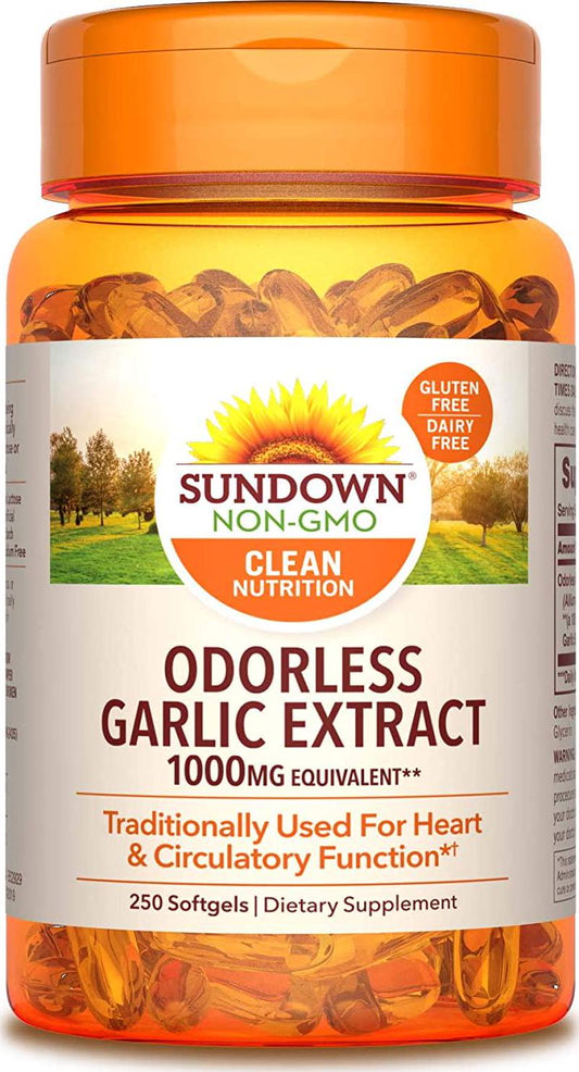 Sundown Naturals Garlic 1000 mg, 250 Odorless Softgels