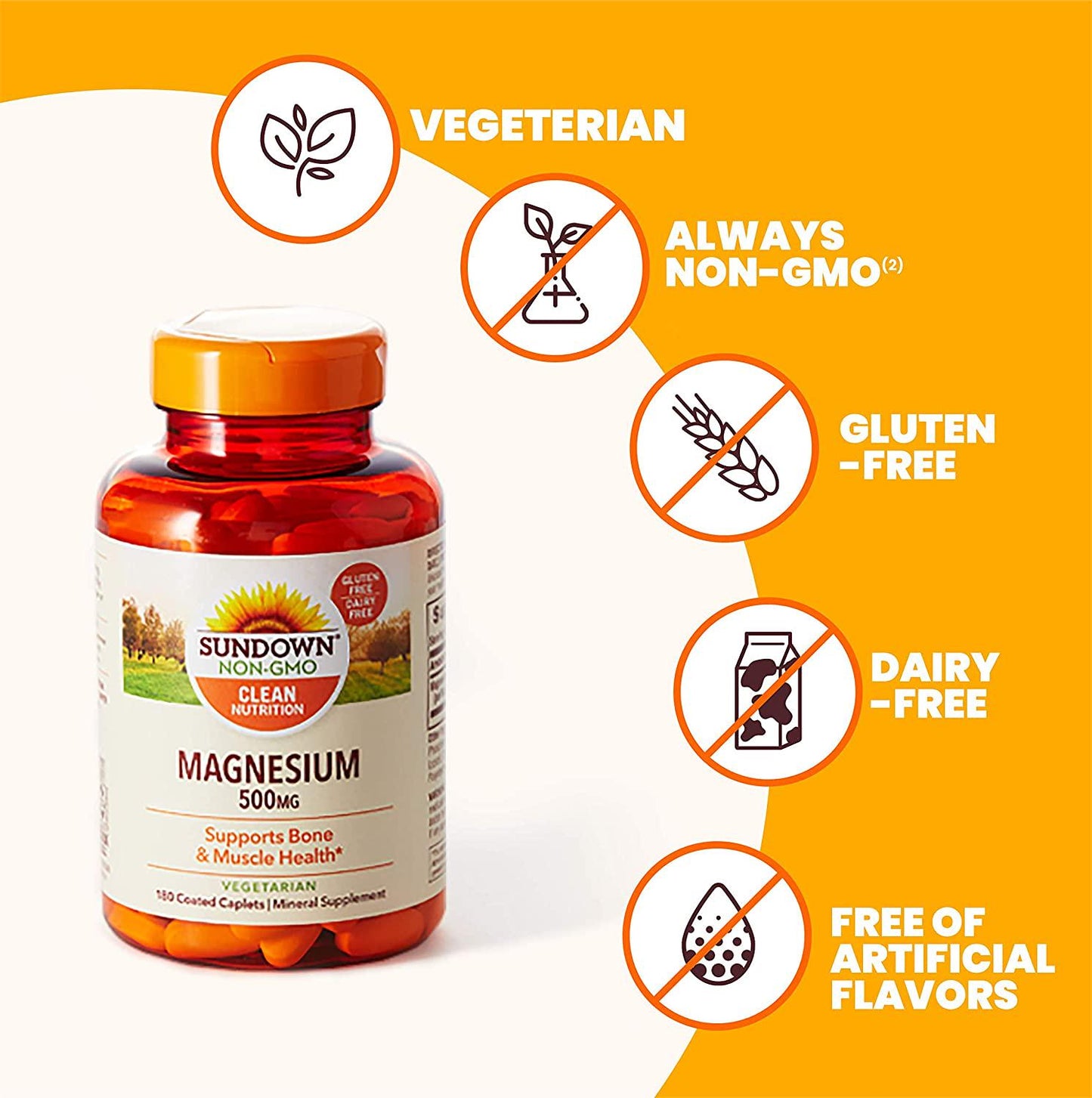 Sundown Naturals Magnesium 500 mg, 180 Caplets