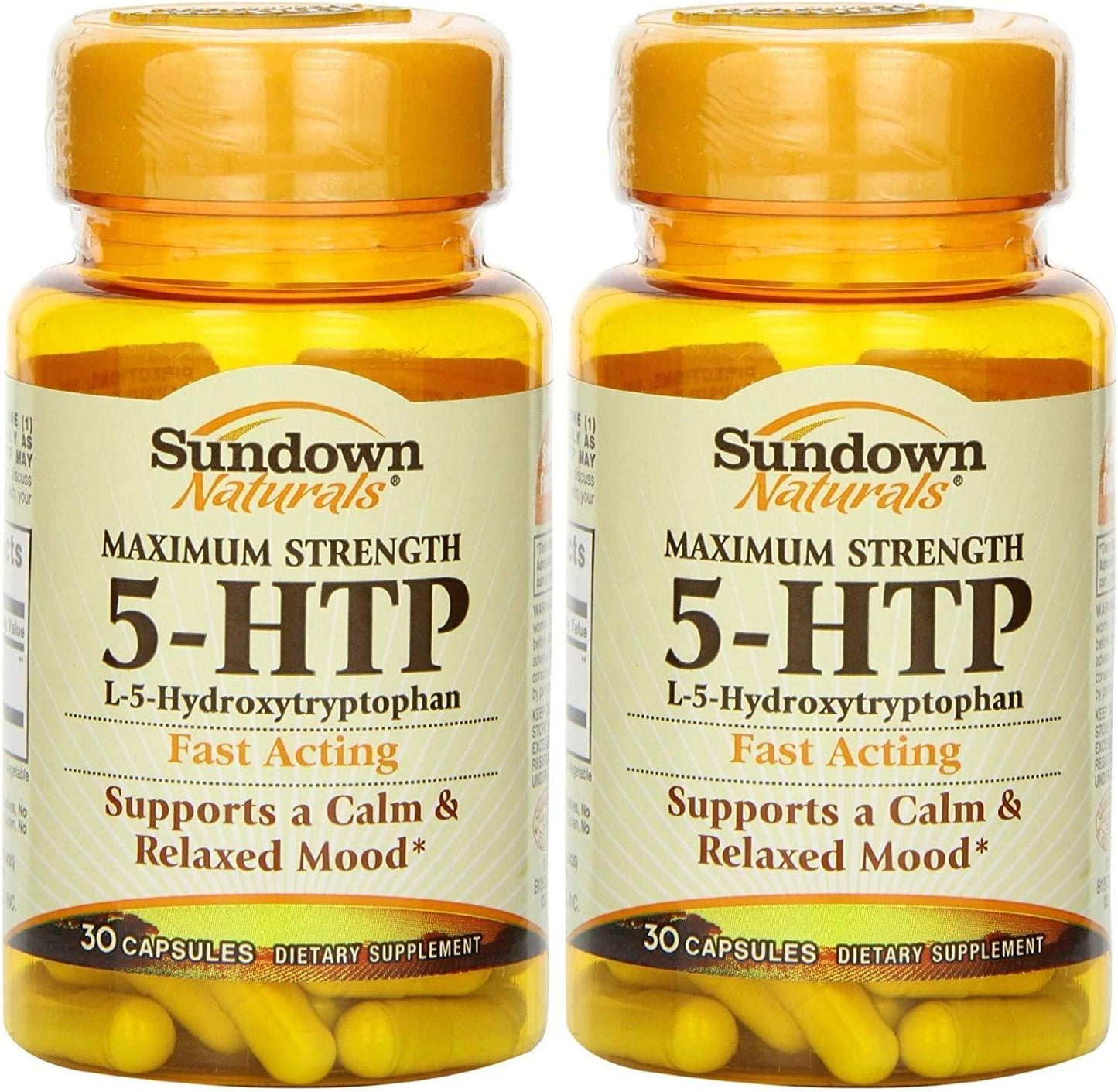 Sundown Naturals Maximum Strength 5-HTP (200 Mg) 60 Capsules (2 X 30 Count Bottles)