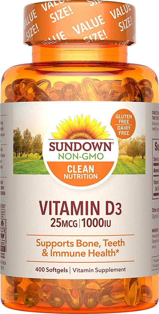 Sundown Naturals Vitamin D3 1000 IU, 400 Softgels