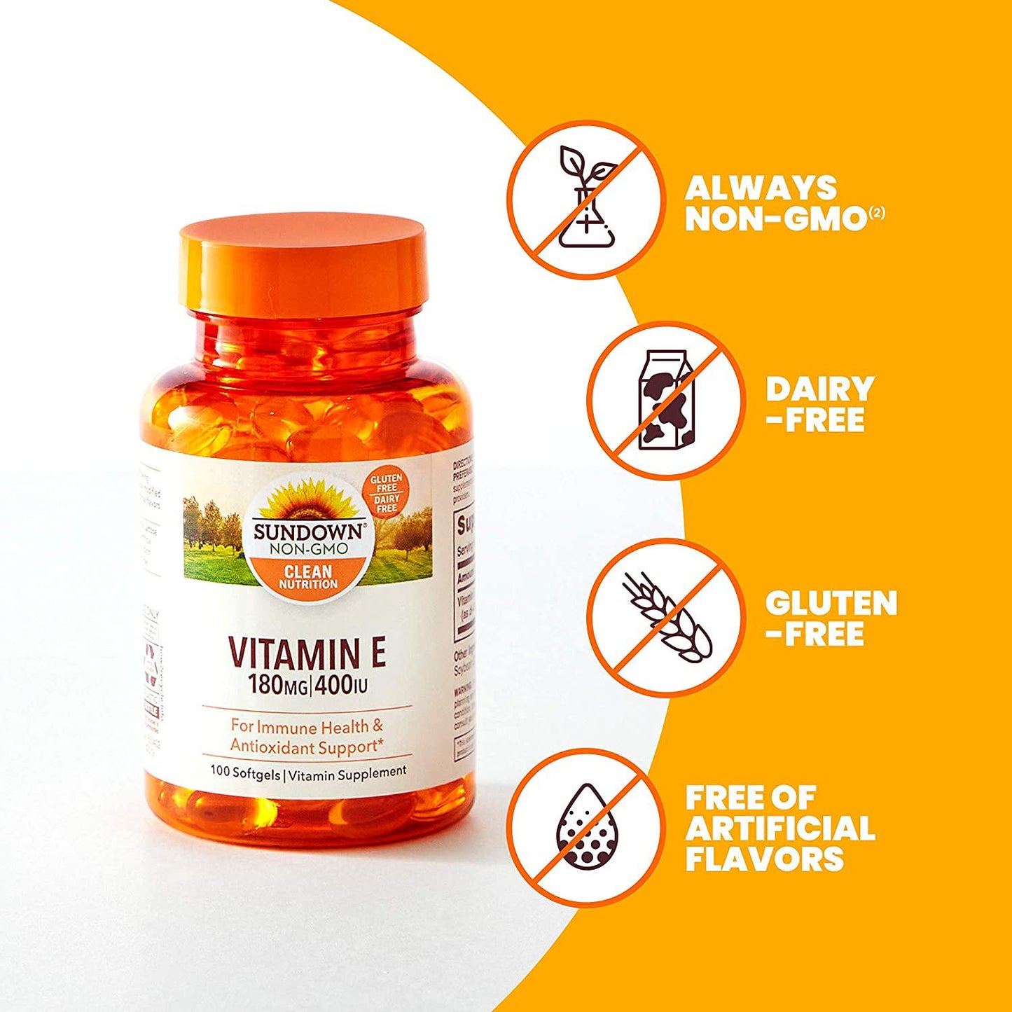 Sundown Naturals Vitamin E 400 IU Di-Alpha, 100 Synthetic Softgels