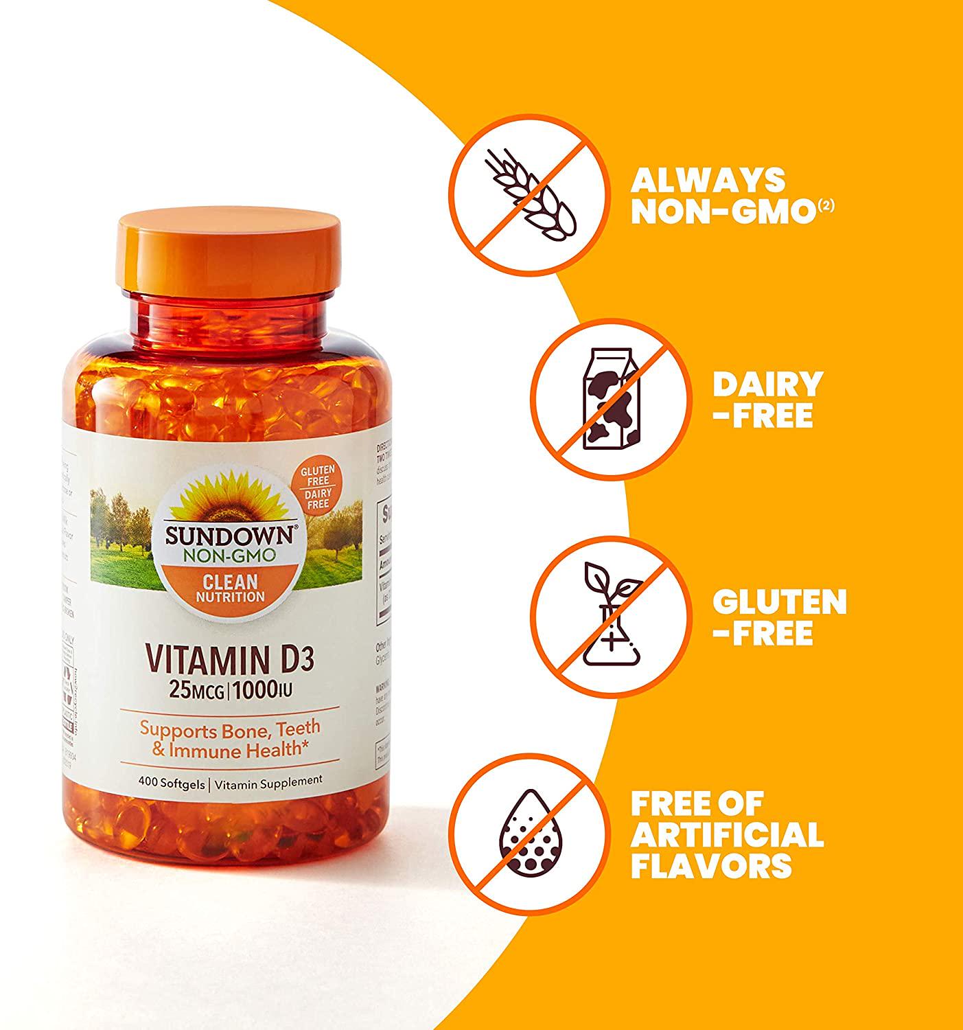 Sundown Naturals Vitamin D3 1000 IU, 400 Softgels