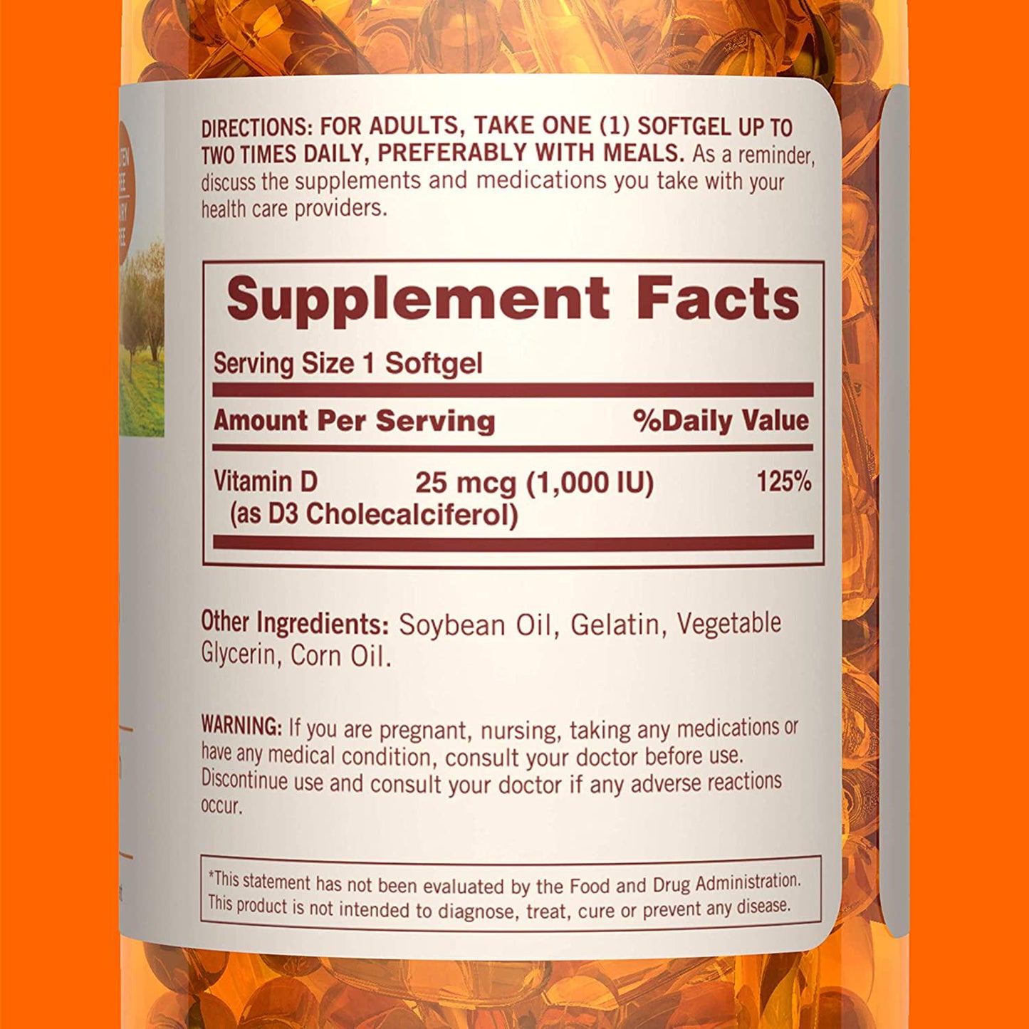 Sundown Naturals Vitamin D3 1000 IU, 400 Softgels