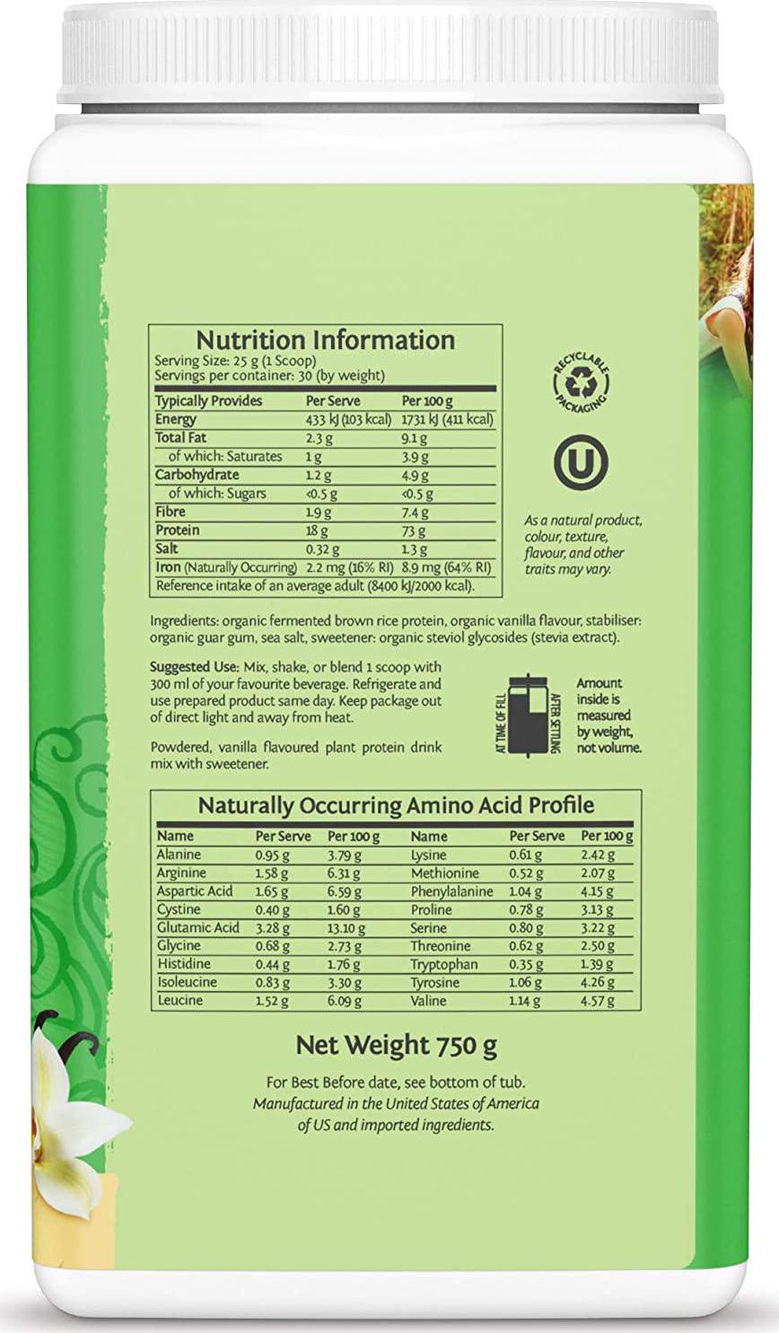 Sunwarrior Classic Vegan Sprouted Brown Rice Protein Powder (Vanilla) (750 Gram)