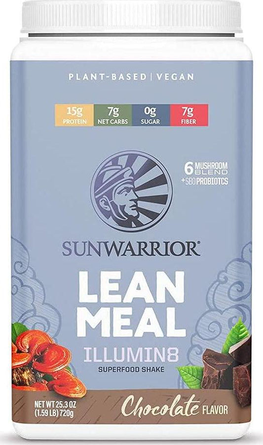 Sunwarrior Lean Meal Vegan Meal Replacement Powder Keto Friendly Non GMO Sugar Gluten Soy and Dairy Free Organic Plant Based Protein Powder Protein Shakes Meal Replacement (Chocolate) (720 Gram)
