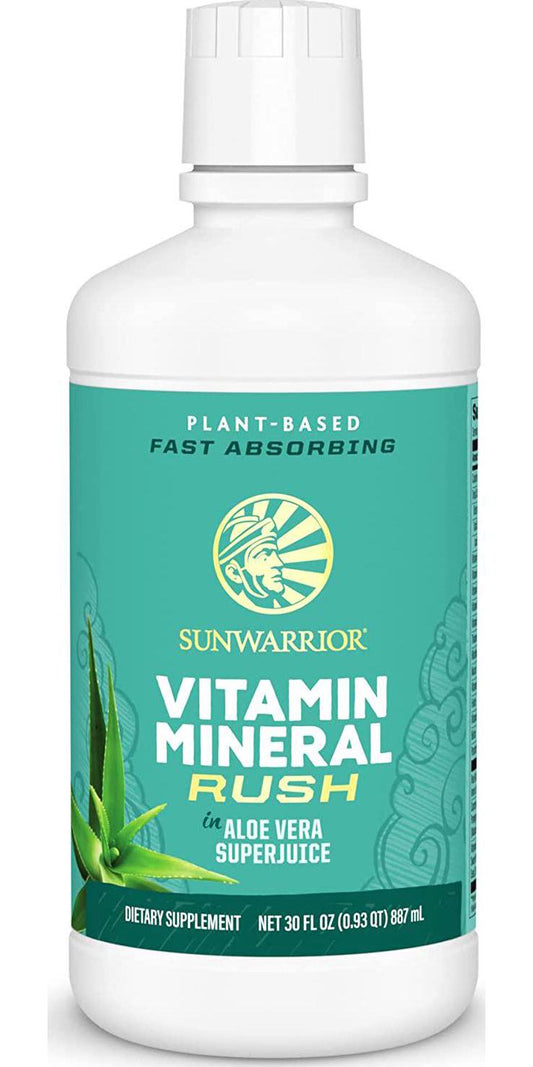 Sunwarrior - Liquid Vitamin Mineral Rush with Aloe, Fast Absorbing Raw Vegan Phytonutrients with B Vitamins (Vitamin Mineral Rush w/Aloe)