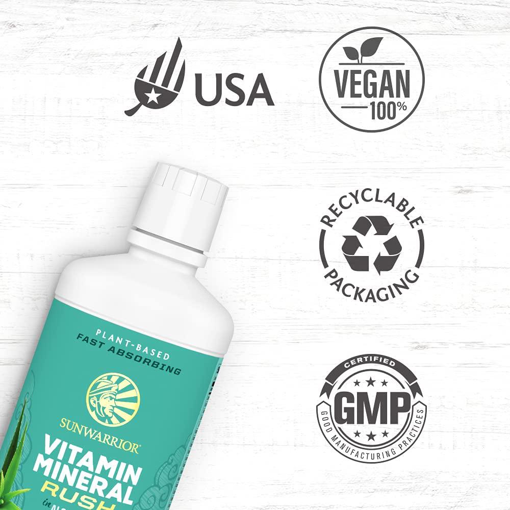 Sunwarrior - Liquid Vitamin Mineral Rush with Aloe, Fast Absorbing Raw Vegan Phytonutrients with B Vitamins (Vitamin Mineral Rush w/Aloe)