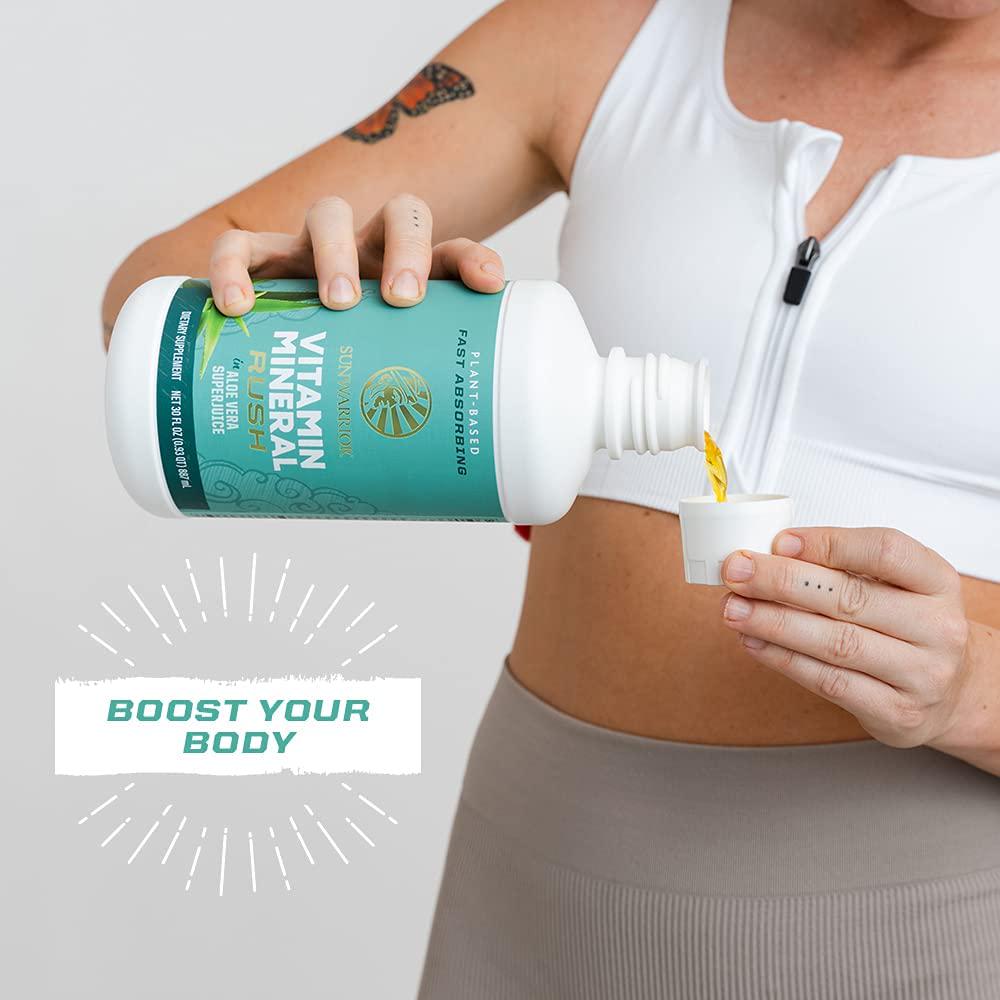 Sunwarrior - Liquid Vitamin Mineral Rush with Aloe, Fast Absorbing Raw Vegan Phytonutrients with B Vitamins (Vitamin Mineral Rush w/Aloe)