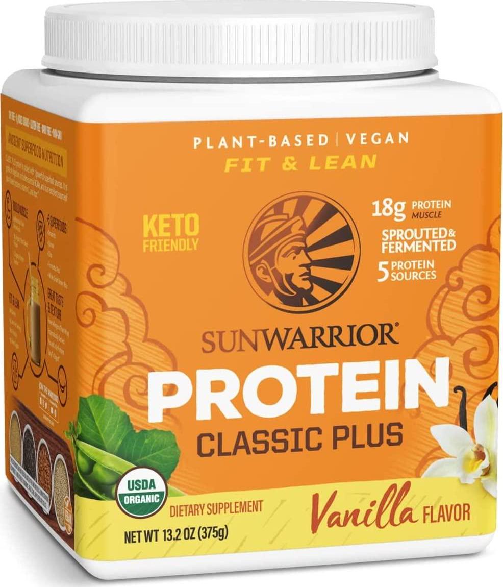 Sunwarrior Organic Classic Plus Vanilla Protein Powder 375 g, Vanilla 375 grams