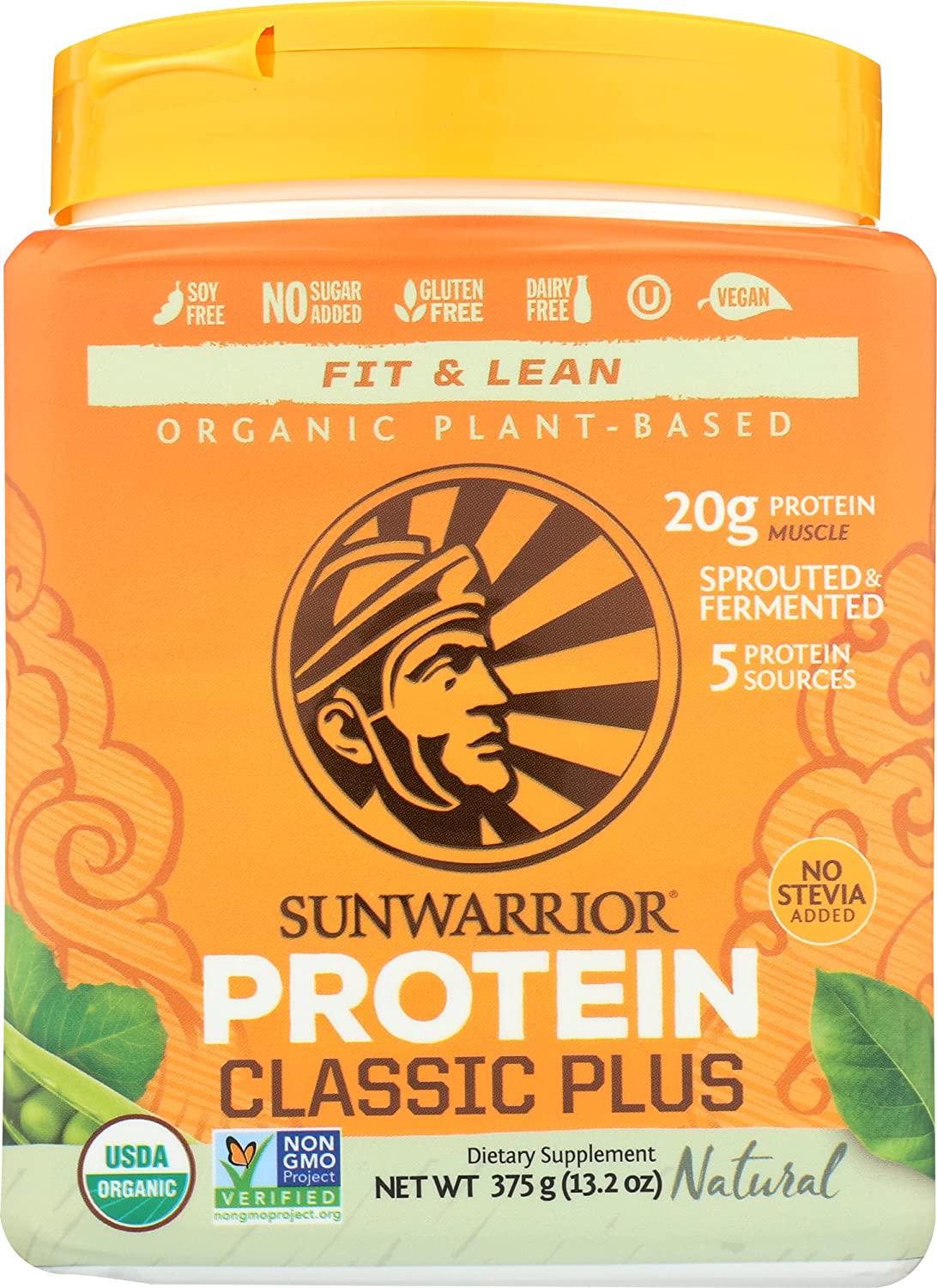 Sunwarrior Organic Classic Plus Natural Protein Powder 375 g, Natural 375 grams