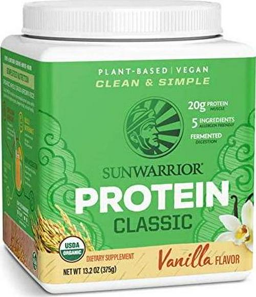 Sunwarrior Protein Classic Vanilla - 18g Protein Per Serving - Organic Plant Based and Vegan, 13.2 Ounce, 0.375 kilograms
