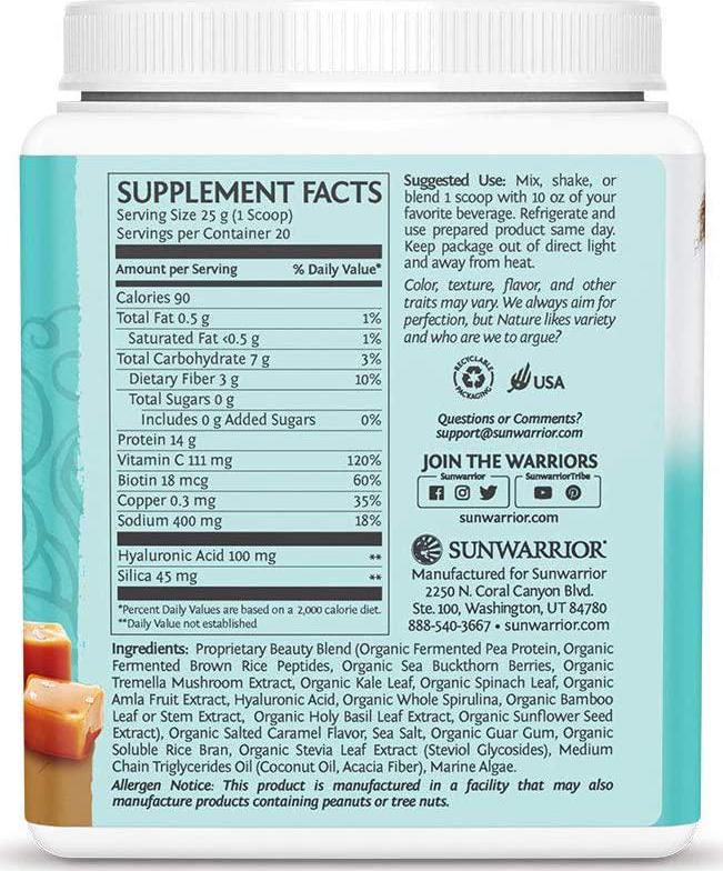 Sunwarrior Vegan Warrior Blend with BCAAs and Pea Protein and Vegan Collagen Building Protein Peptides with Hyaluronic Acid and Biotin