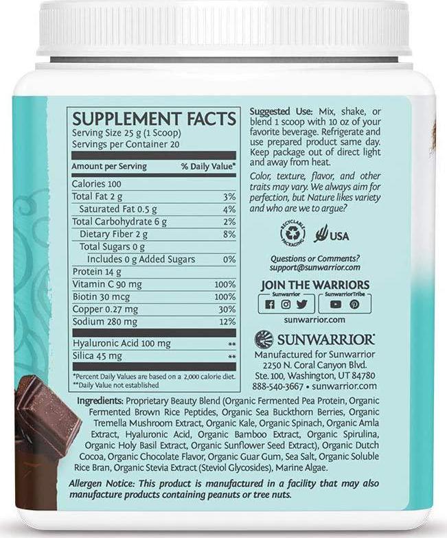 Sunwarrior Vegan Warrior Blend with BCAAs and Pea Protein and Vegan Collagen Building Protein Peptides with Hyaluronic Acid and Biotin