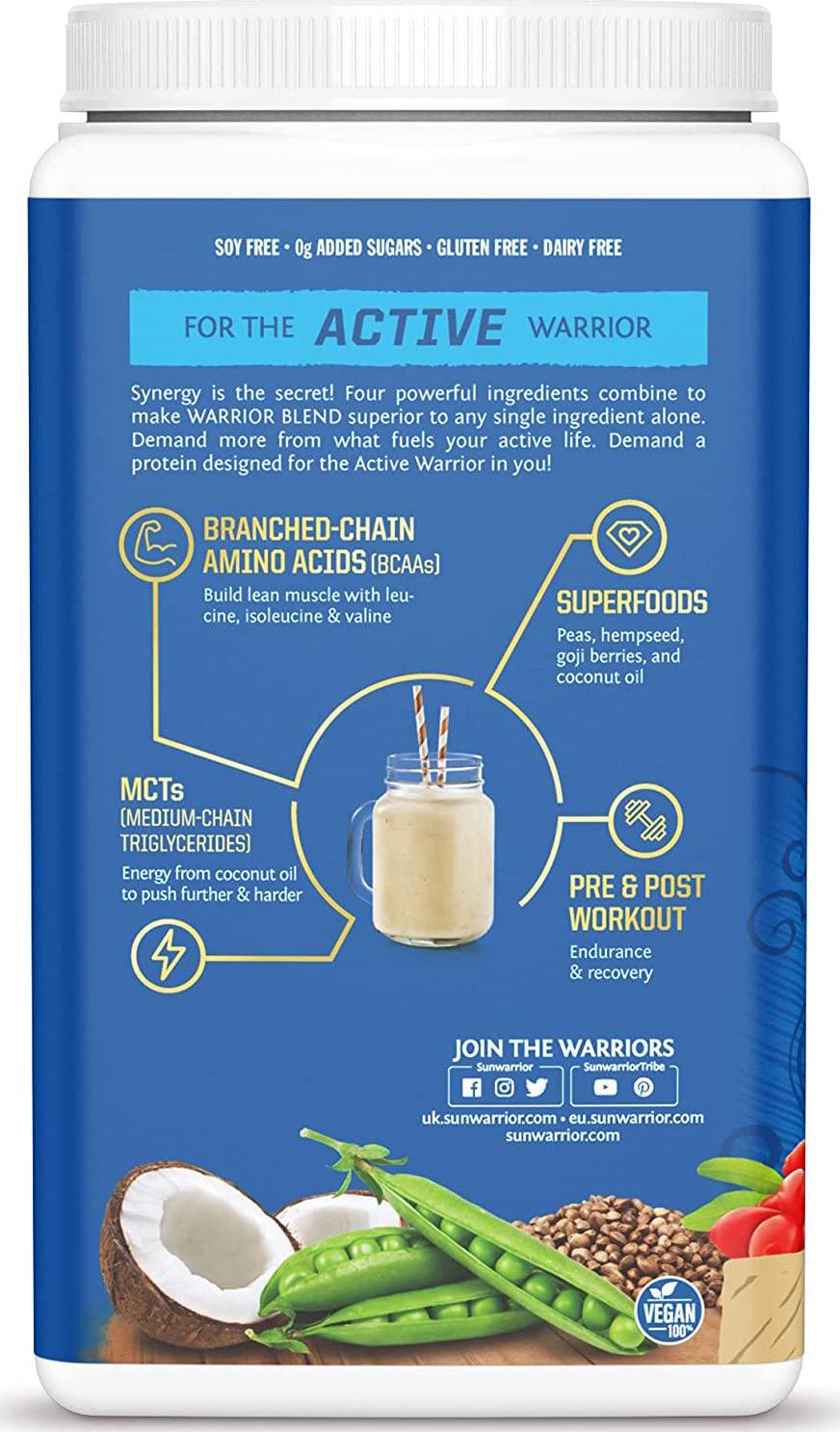 Sunwarrior Vegan Warrior Blend with BCAAs and Pea Protein and Vegan Collagen Building Protein Peptides with Hyaluronic Acid and Biotin