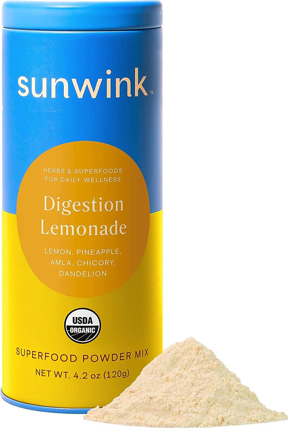 Sunwink Digestion Lemonade - Organic Superfood Powder for Gut Health and Digestion Support with Amla Powder, Dandelion Root Extract and Chicory Root - Flavored with Lemon and Pineapple Juice (40 Servings)