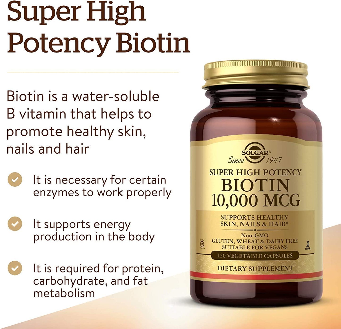 Super High Potency Biotin 10,000 mcg, Non-GMO (120 Vegetable Capsules) Pack of 2