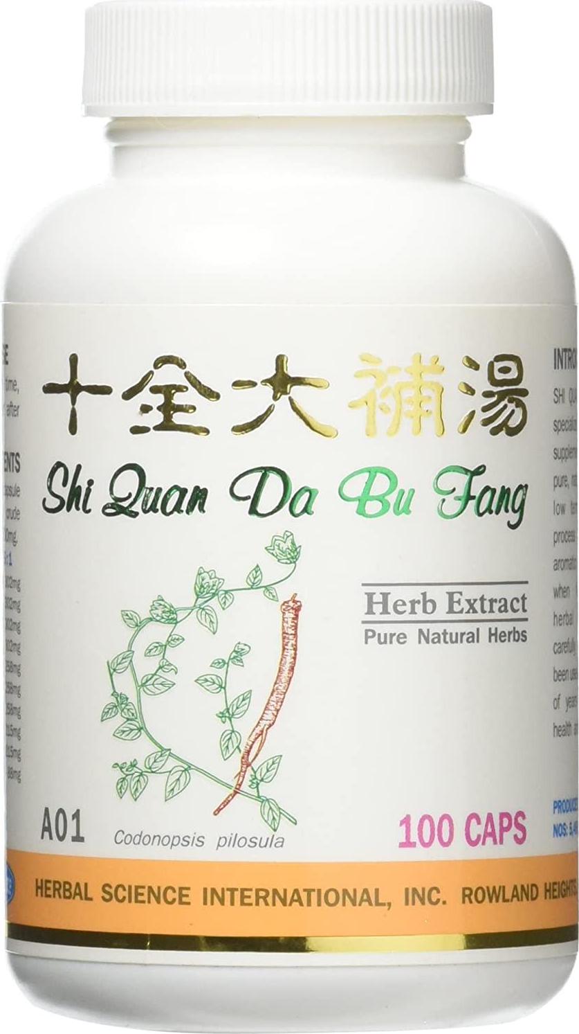 Super Tonic Dietary Supplement 500mg 100 capsules (Shi Quan Da Bu Tang) A01 100% Natural Herbs