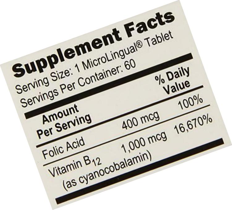 Superior Source No Shot B12/Folic Acid, 1000 mcg/400 mcg, 60 Count