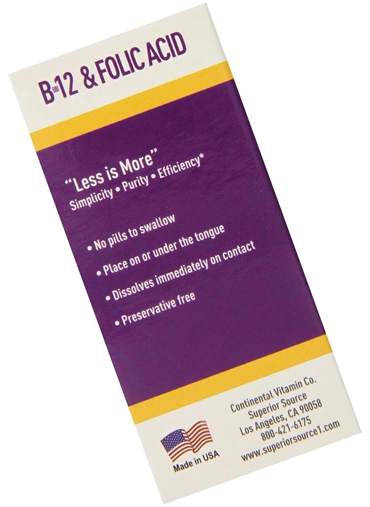 Superior Source No Shot B12/Folic Acid, 1000 mcg/400 mcg, 60 Count