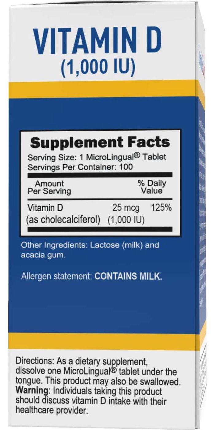 Superior Source Vitamin D3 [1000] IU Sublingual Tablets - Vitamin D Supplement Quick Dissolve Melts - 100 Count