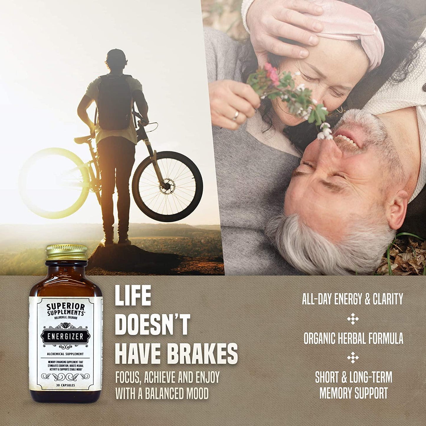 Superior Supplements Energizer Nootropic Energy and Focus Pills - 30 Super Vitamin Capsules - Enhanced Brain Stimulant, Neuro Booster, Increase Focus and Clarity