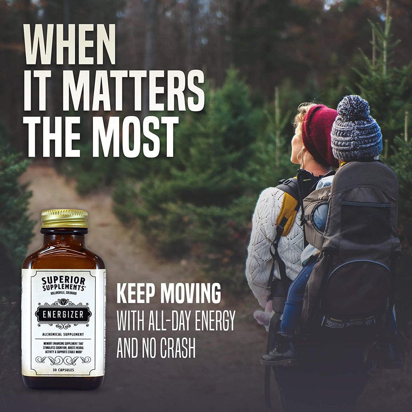 Superior Supplements Energizer Nootropic Energy and Focus Pills - 30 Super Vitamin Capsules - Enhanced Brain Stimulant, Neuro Booster, Increase Focus and Clarity