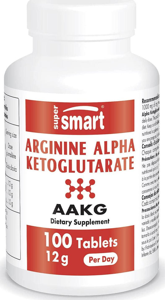 Supersmart - Arginine Alpha Ketoglutarate (AAKG) 12 g Per Serving - Amino Acid Boost Immune System - Support Healthy Cardiovascular System and Muscle Mass | Non-GMO and Gluten Free - 100 Tablets