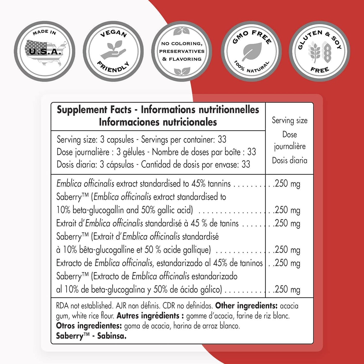 Supersmart - Ayurveda - Double Amla - Extracts Standardised in Tannins, Beta-Glucogallin and Gallic Acid - Anti-Oxidant and Immune Support | Non-GMO - 100 Vegetarian Capsules.