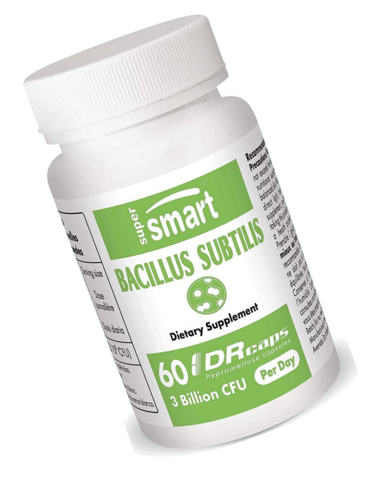 Supersmart - Bacillus Subtilis 3 Billion CFU - Probiotic Strain - Improve Natural Defences and Help with External Infection | Non-GMO and Gluten Free - 60 DR Capsules