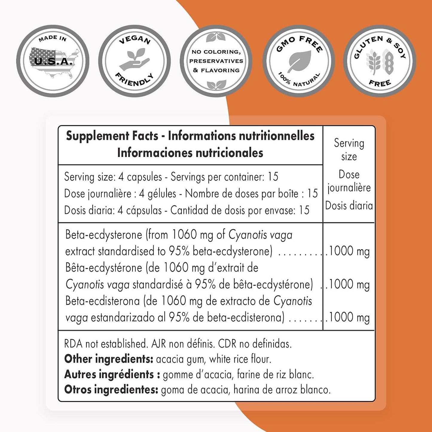 Supersmart - Beta-Ecdysterone 1000 mg Per Day - Sport and Endurance - Promote Muscle Mass and Recovery for Athletes | Non-GMO and Gluten Free - 60 Vegetarian Capsules