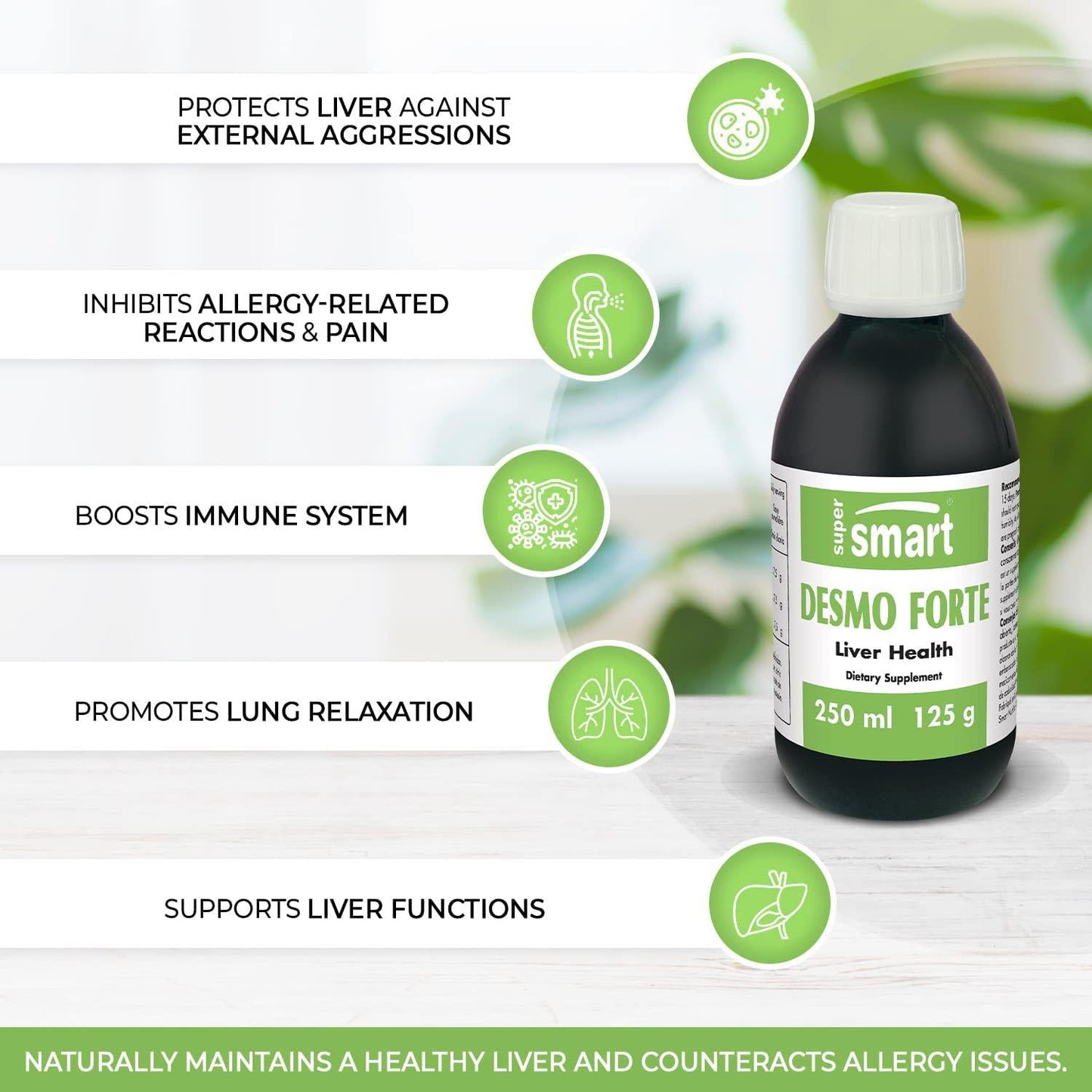 Supersmart - Desmo Forte - Liver Support Supplement - 1:2 Liquid Extract of Desmodium Asdscendens | Non-GMO and Gluten Free - 250 ml