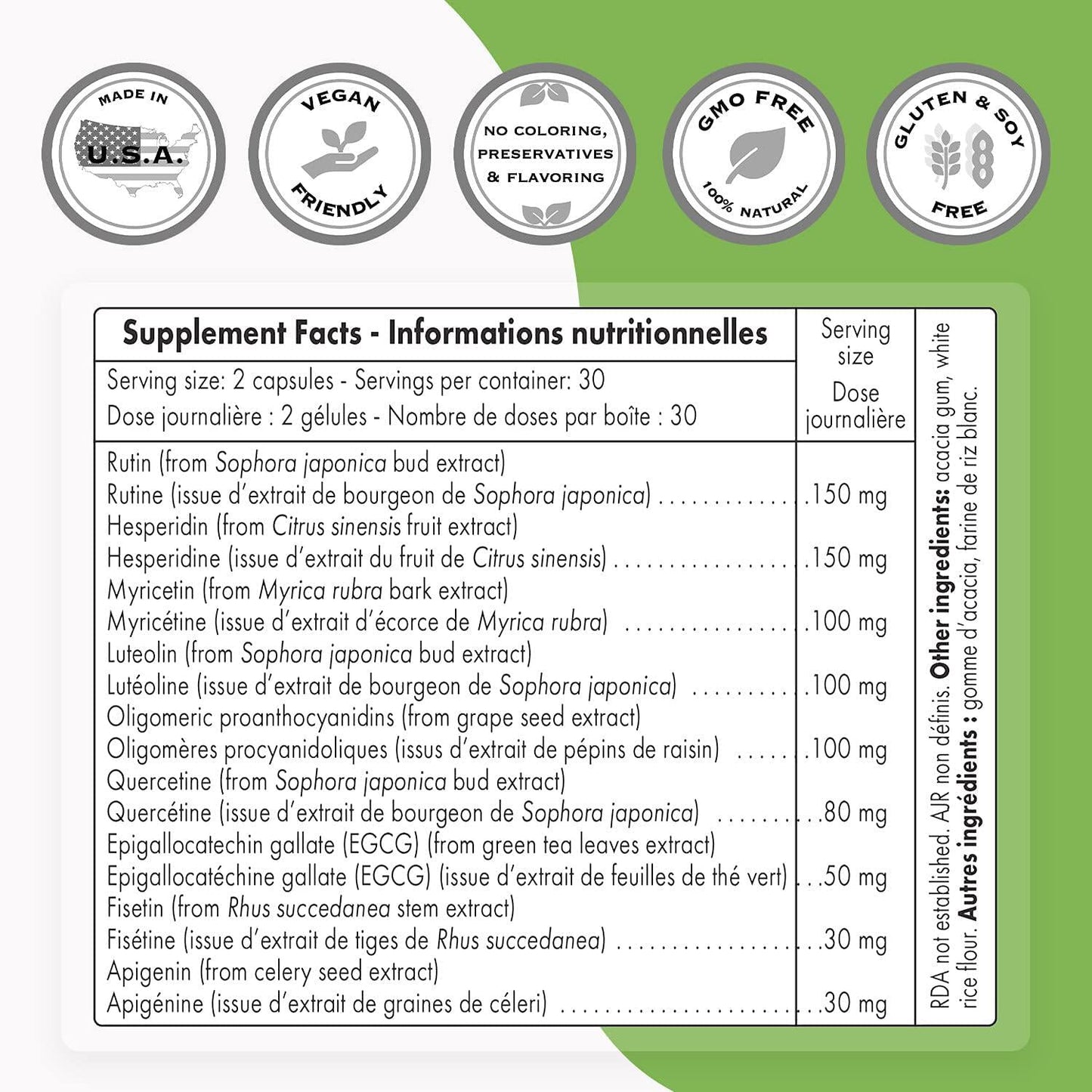 Supersmart - FlavoLife - 9 Bioflavnoids Supplement Boost Immune System Including Luteolin, Fisetin and Quercetin | Non-GMO and Gluten Free - 60 Vegetarian Capsules
