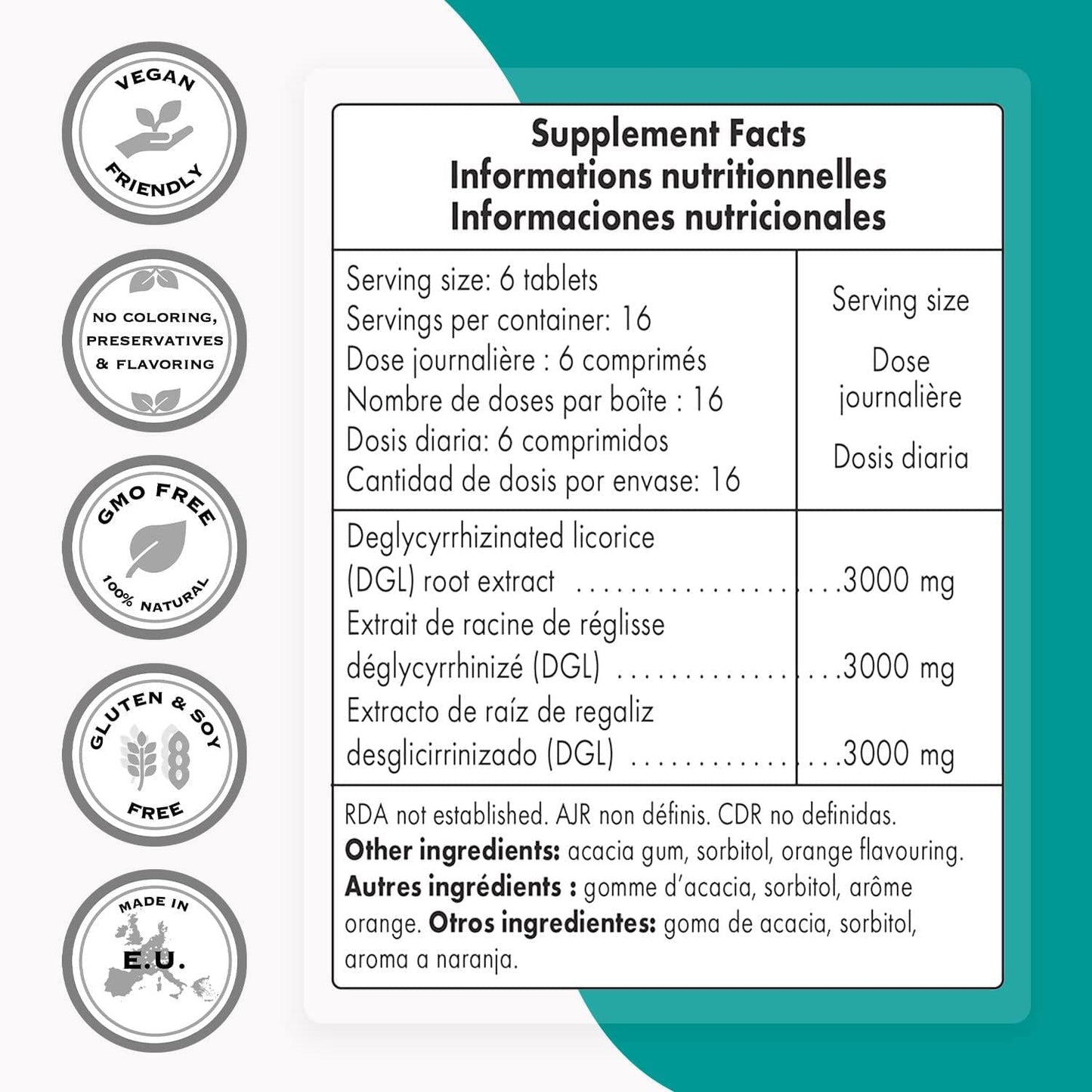 Supersmart - Gastro-Intestinal - DGL 500mg - Licorice Root Extract, Most Effective Form and Dose | 100 Chewable Tablets - Non-GMO