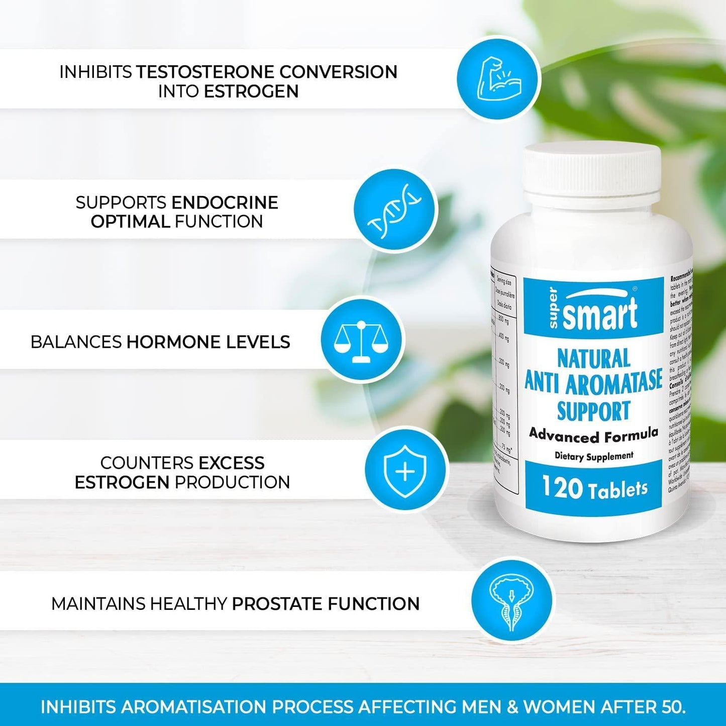 Supersmart - Natural Anti Aromatase Support - Endocrine System - Enhanced Formulation with DIM, Quercetin and Epilobium | Non-GMO and Gluten Free - 120 Tablets