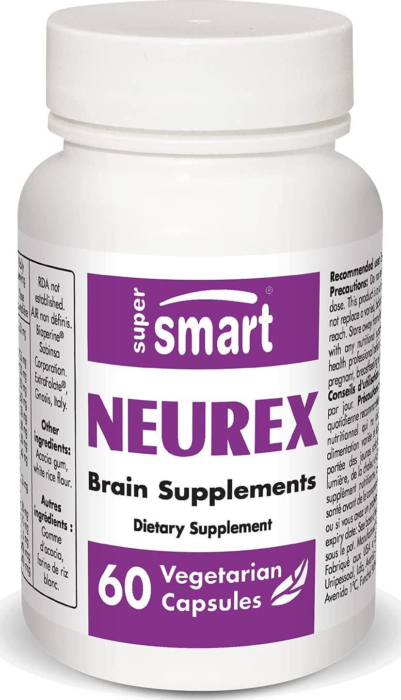 Supersmart - Neurex - Help Improve Memory and Speed of Cognitive Processing - Help Prevent Cerebral Aging - Brain Supplement Formula | Non-GMO and Gluten Free - 60 Vegetarian Capsules