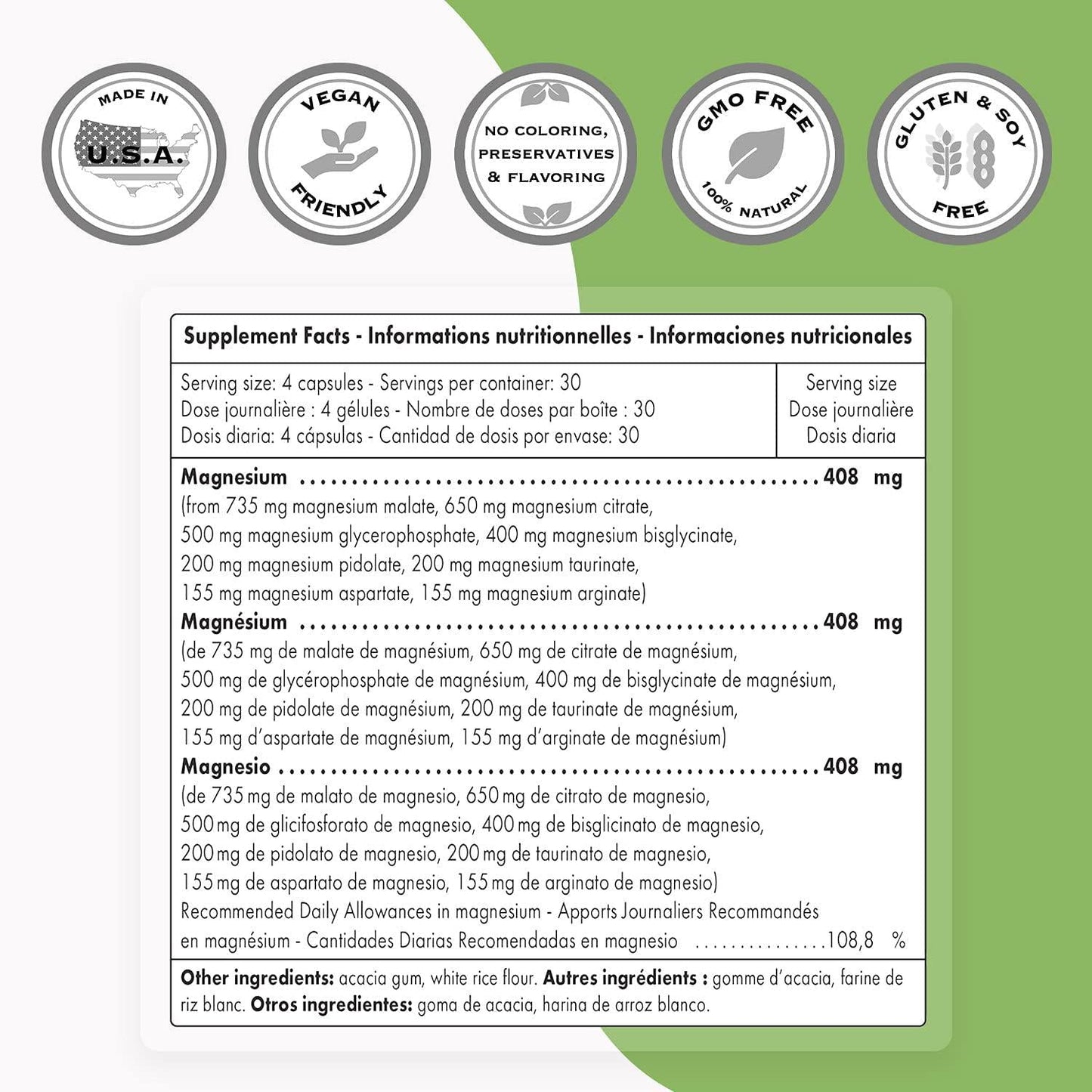 Supersmart - Optimag - Powerful Magnesium Formula with 8 Different Forms of Magnesium for Optimal Assimilation to Fight Magnesium Deficiency | Non-GMO and Gluten Free - 120 Vegetarian Capsules