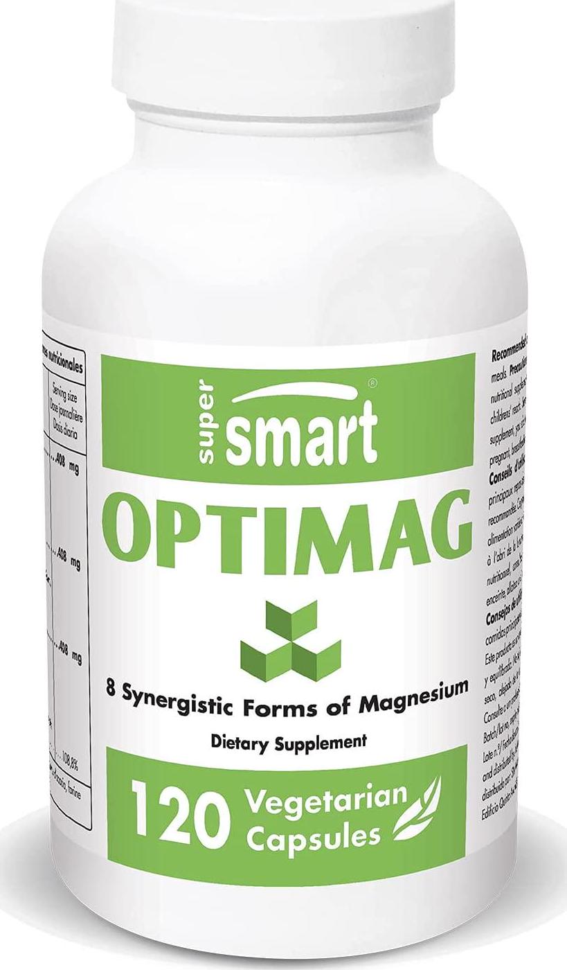 Supersmart - Optimag - Powerful Magnesium Formula with 8 Different Forms of Magnesium for Optimal Assimilation to Fight Magnesium Deficiency | Non-GMO and Gluten Free - 120 Vegetarian Capsules