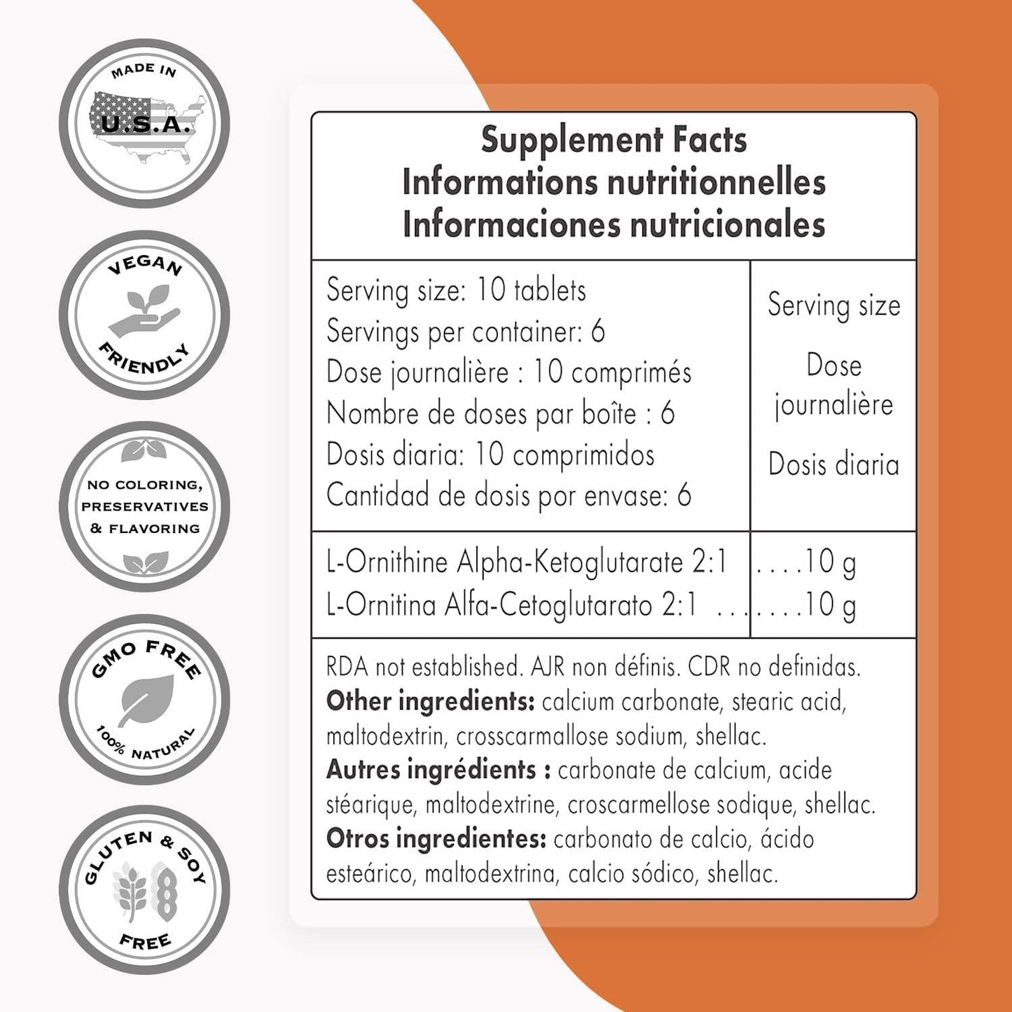 Supersmart - Ornithine Alpha Ketoglutarate (OKG) 1000 mg - Amino Acids - May Improve Muscle Mass | Non-GMO and Gluten Free - 60 Tablets