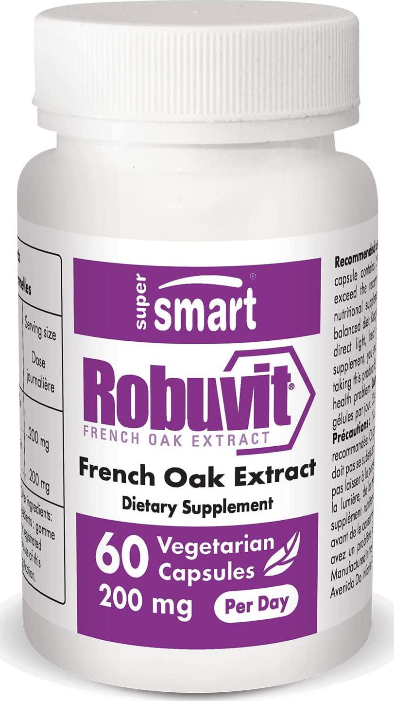 Supersmart - Robuvit Â 100 mg - French Oak Wood Extract for Stress and Mood - Antioxidant Supplement - Helps Fight Fatigue | Non-GMO and Gluten Free - 60 Vegetarian Capsules