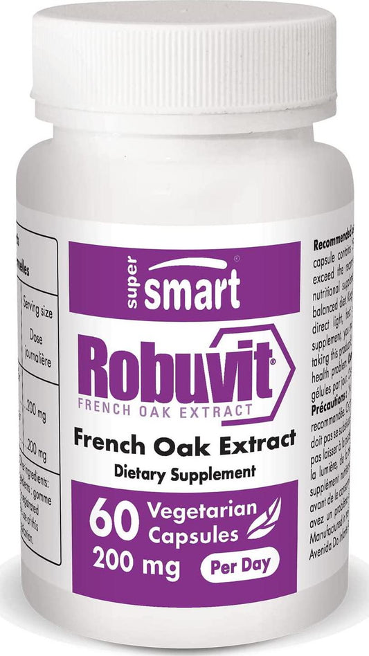 Supersmart - Robuvit Â 100 mg - French Oak Wood Extract for Stress and Mood - Antioxidant Supplement - Helps Fight Fatigue | Non-GMO and Gluten Free - 60 Vegetarian Capsules
