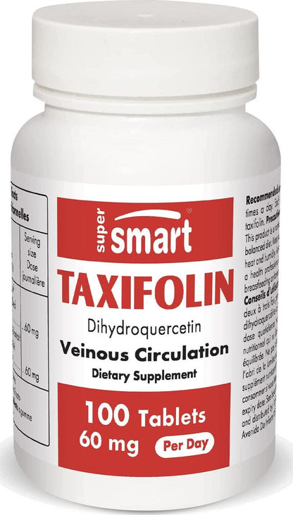 Supersmart - Taxifolin 10 mg (Dihydroquercetin) - Extract from Siberian Larch for Vascular Protection and Antioxidant (Russian) | Non-GMO - 100 Tablets