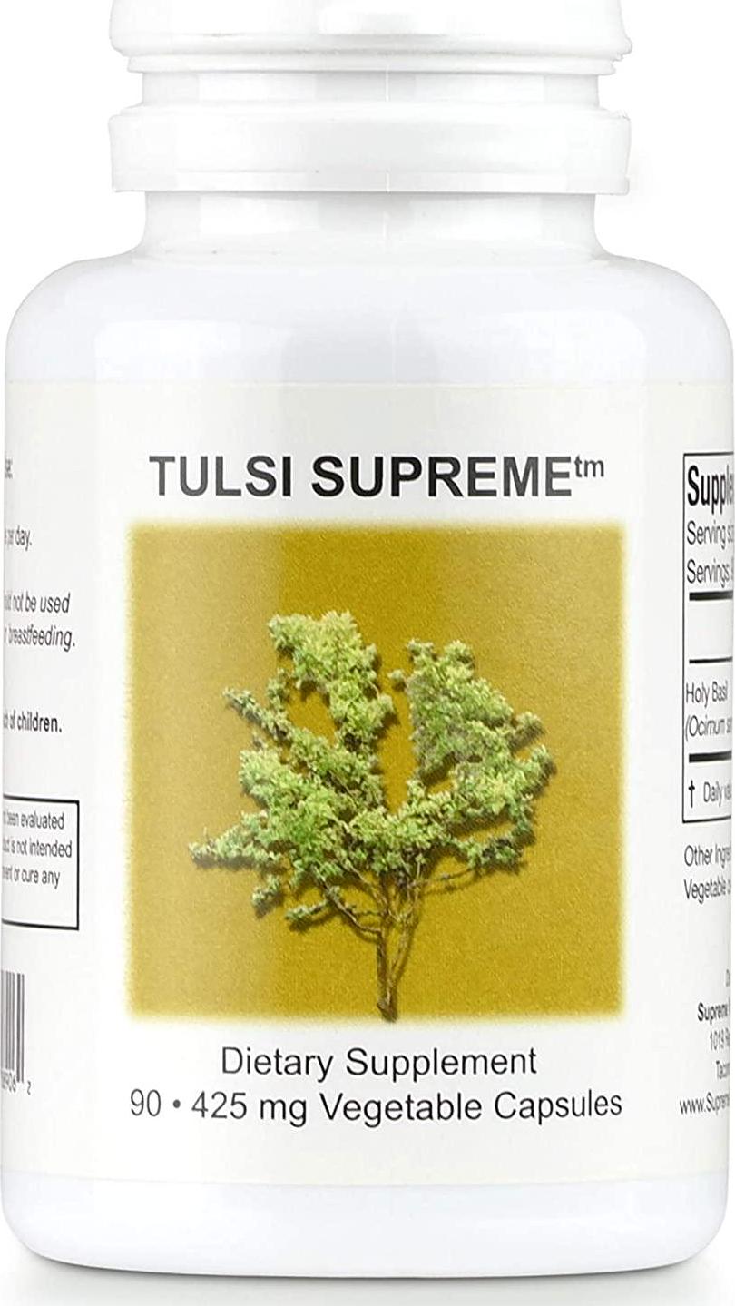 Supreme Nutrition Tulsi Supreme, Organic Holy Basil Capsules with Adaptogenic Herbs for Stress Relief, Adrenal Support, Immune Support, 90 Vegetable Capsules