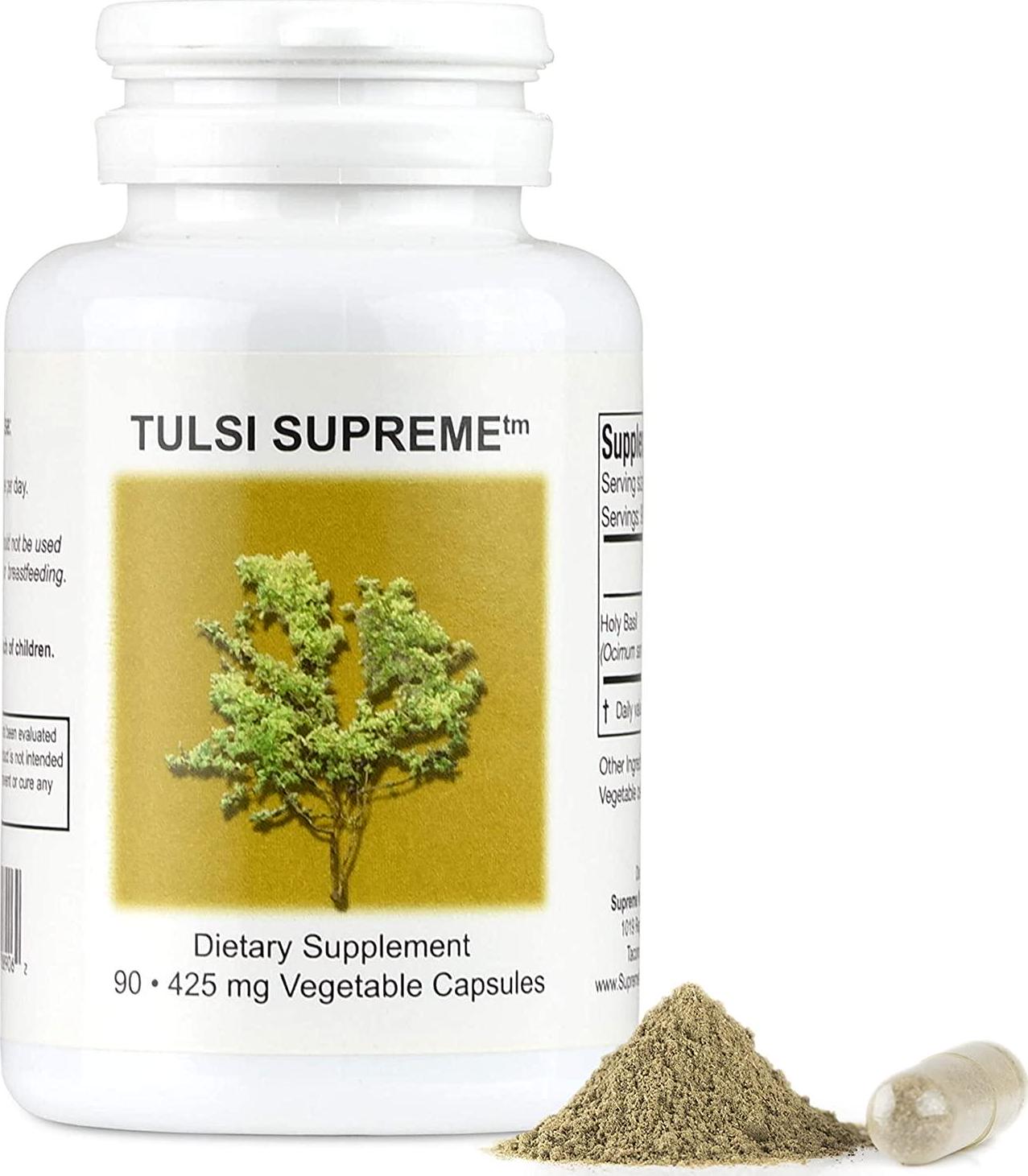 Supreme Nutrition Tulsi Supreme, Organic Holy Basil Capsules with Adaptogenic Herbs for Stress Relief, Adrenal Support, Immune Support, 90 Vegetable Capsules