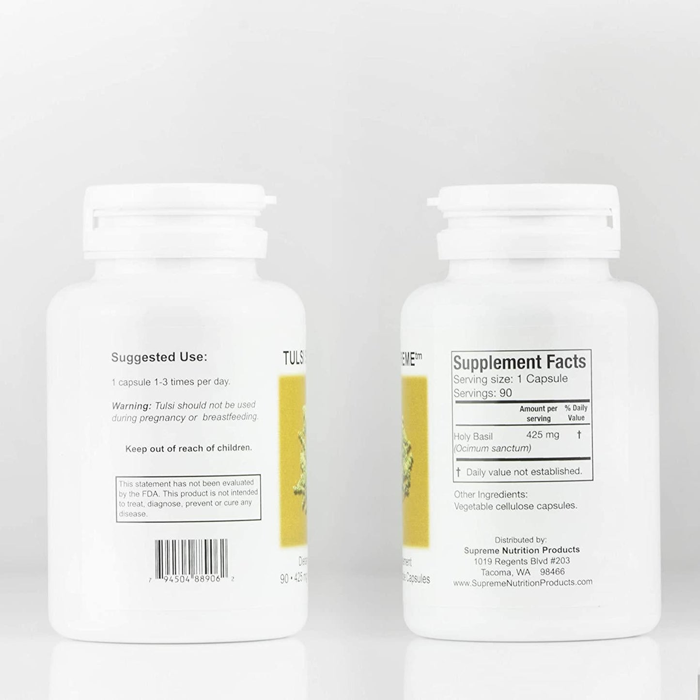 Supreme Nutrition Tulsi Supreme, Organic Holy Basil Capsules with Adaptogenic Herbs for Stress Relief, Adrenal Support, Immune Support, 90 Vegetable Capsules