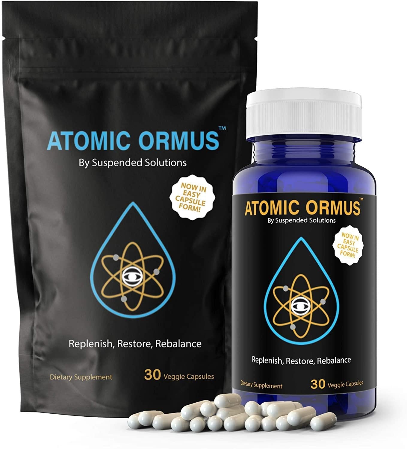 Suspended Solutions - Atomic ORMUS - Capsules - MONATOMIC Gold Capsules - 100% Pure ORMUS Powder - 100% Vegan - ormus Gold, monatomic Gold,(30 Capsules)