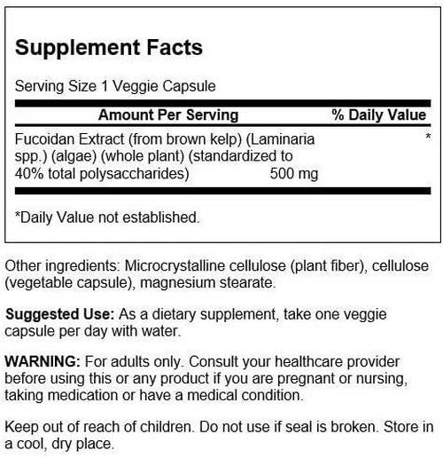 Swanson 100% Pure Maximum-Strength Fucoidan Extract 500 Milligrams 60 Veg Capsules