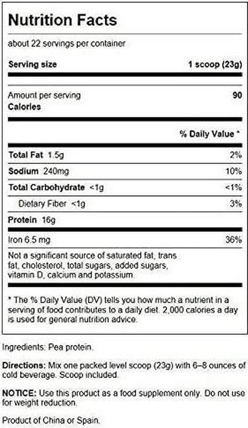 Swanson 100% Pure Pea Protein 1.1 lb (503 g) Pwdr