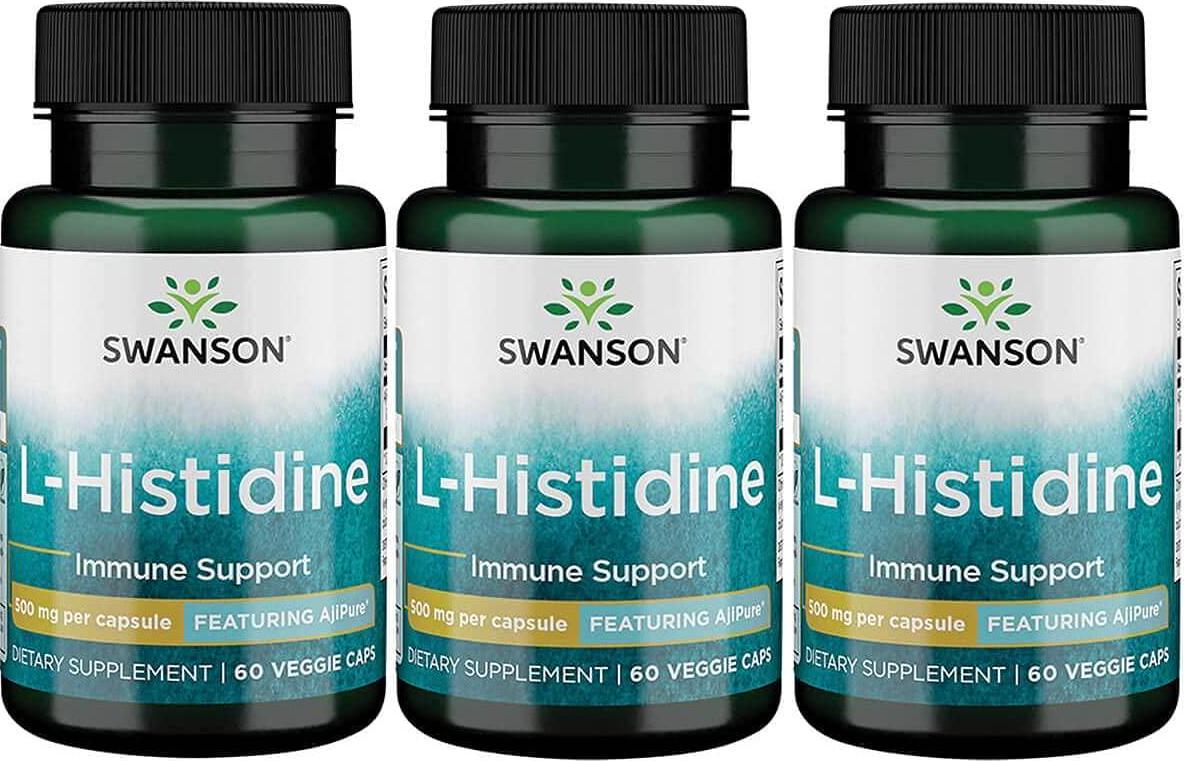 Swanson Amino Acid Ajipure L-Histidine Pharmaceutical Grade 500 Milligrams 60 Veg Capsules