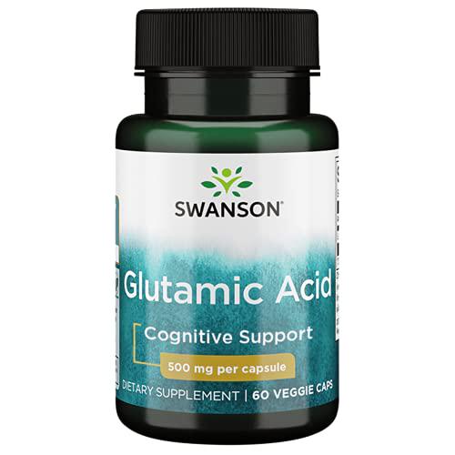 Swanson Amino Acid Glutamic Acid 500 Milligrams 60 Veg Capsules