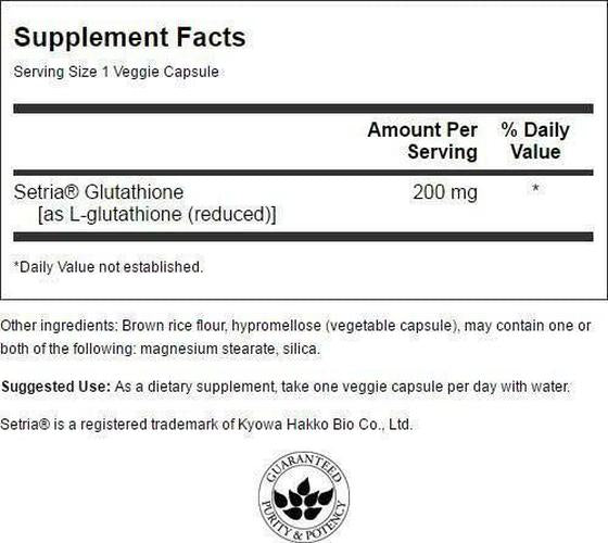 Swanson Amino Acid High Potency L-Glutathione 200 Milligrams 60 Veg Capsules